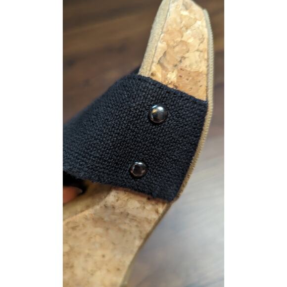 White Mountain Banner Black Cork Wedges Stretchy Upper - 3.5 inch Heel Size 7.5M - Picture 7 of 11